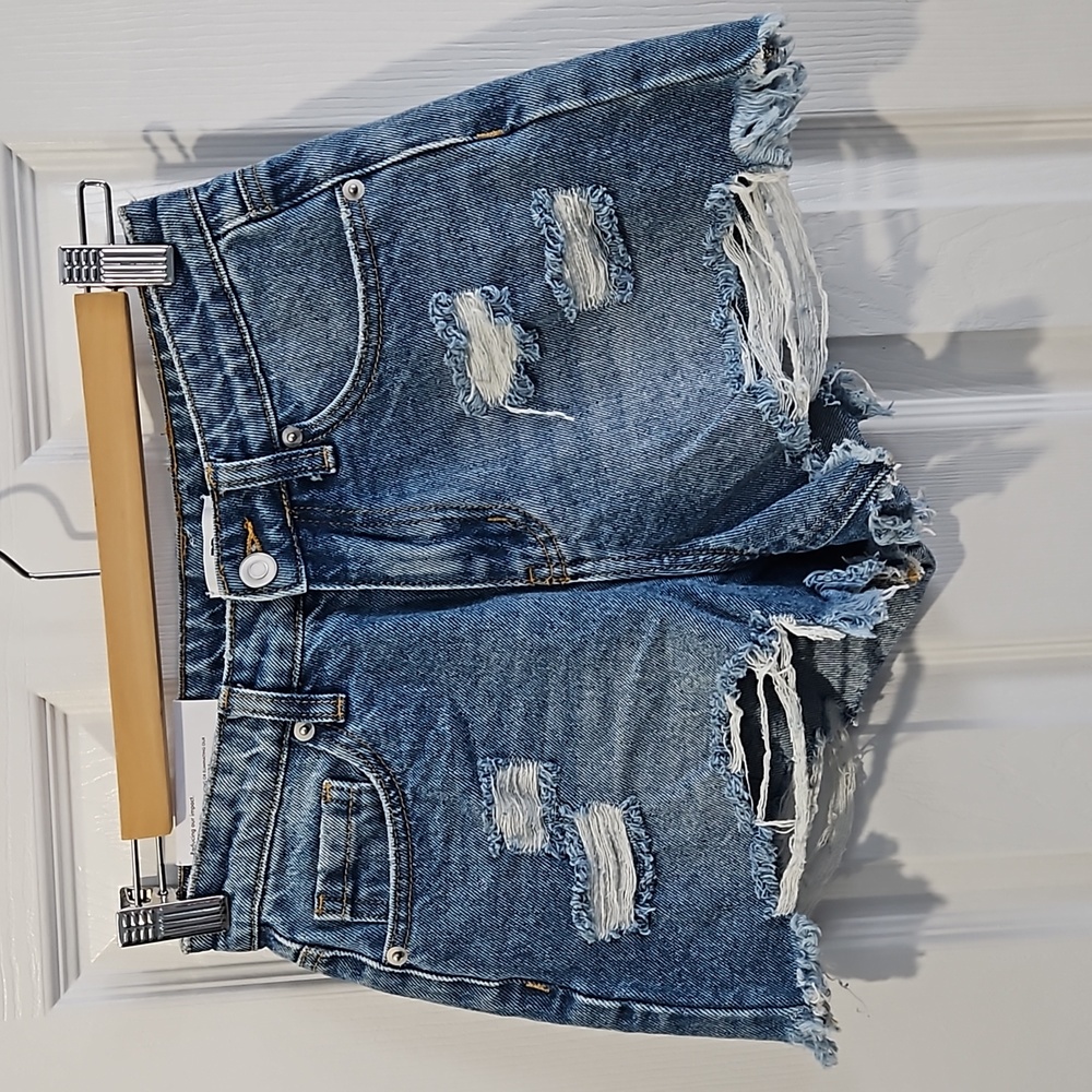 BP denim distressed short high waist rise 10 inches size 25